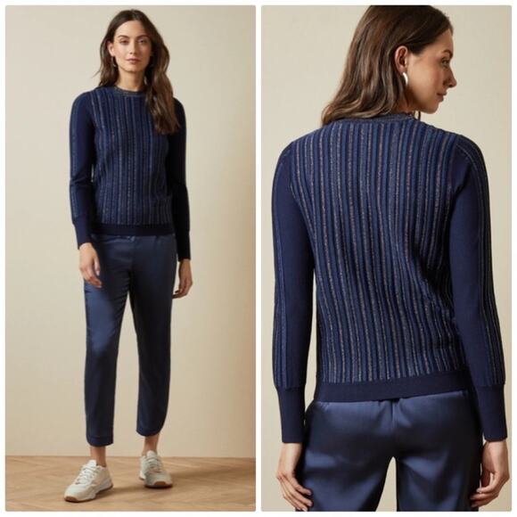 Ted Baker‎ Women's Myree Pullover Metallic Striped Jumper Sweater Size 12 - Picture 1 of 5